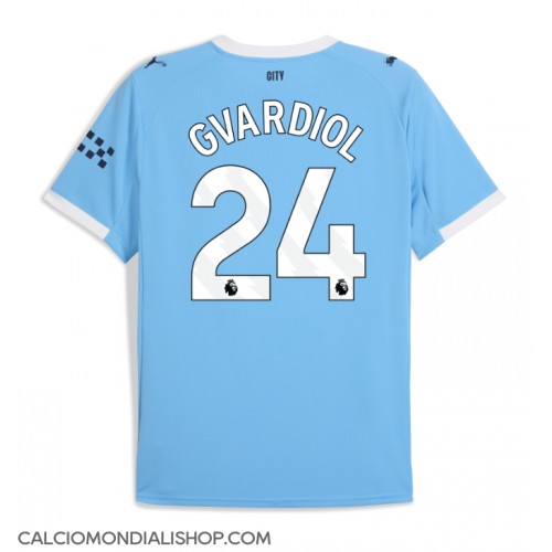 Maglie da calcio Manchester City Josko Gvardiol #24 Prima Maglia 2025-26 Manica Corta Maglie da calcio Manchester City Josko Gvardiol #24 Prima Maglia 2025-26 Manica Corta